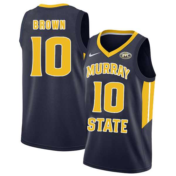 Murray State Racers #10 Tevin Brown Navy College Basketball Jersey
